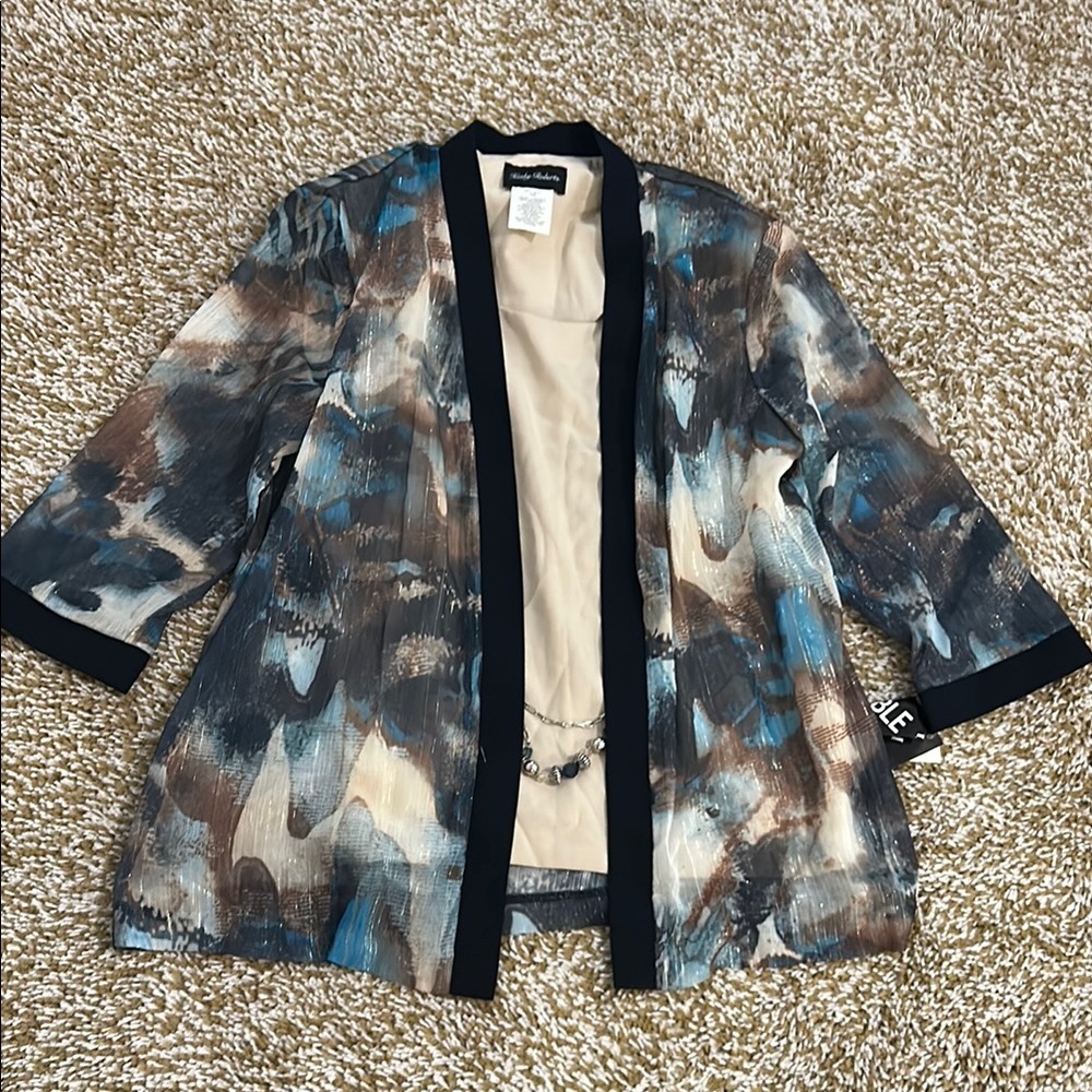 Elegant Multicolor Open-Front Blouse